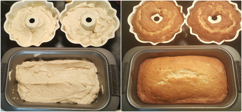 Pound Cake Before and After Baking